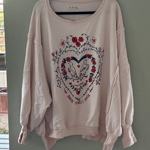 NWT FREE PEOPLE ~ LOVE BIRDS CAMDEN GRAHIC SWEATSHIRT ~ XL ~ $198 - Picture 4 of 9